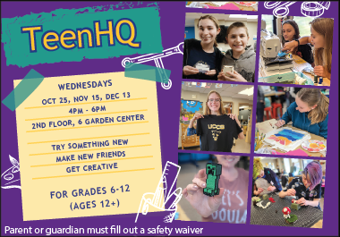 TeenHQ flyer with dates for fall program