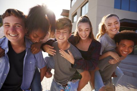 Group of teens having fun together.