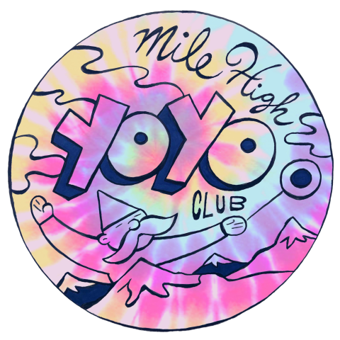 mile high yo yo club logo- wizard yo yoing near mountains