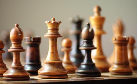 Chess pieces on a board