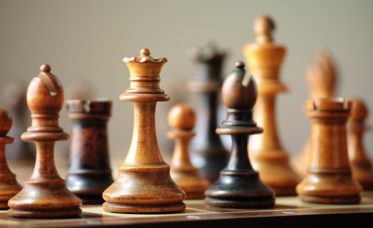 Chess pieces on a board