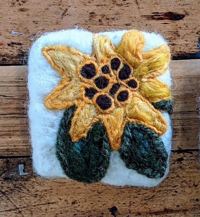 needle felted sunflower