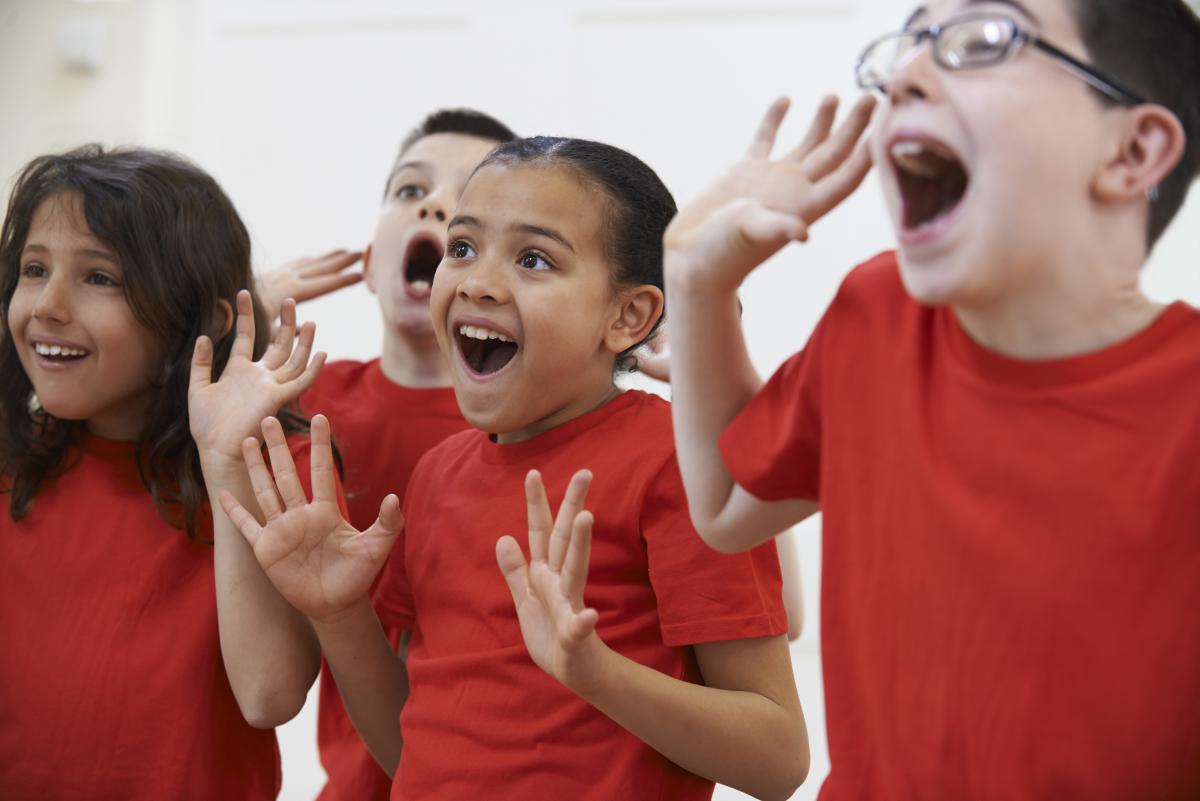 Kids with happy, excited expressions.