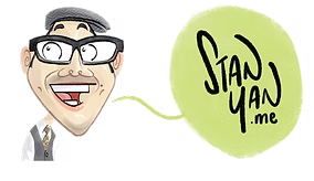 An illustration of Stan Yan wearing a hat and glasses 